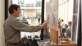 Maler vor Leinwand im Bundesrat Maler vor Leinwand im Bundesrat