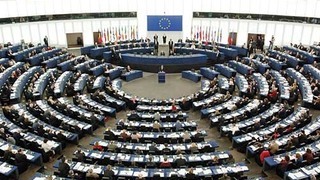 Foto: Plenarsaal des Europäischen Parlaments während der Rede von Bundespräsident Horst Köhler. 