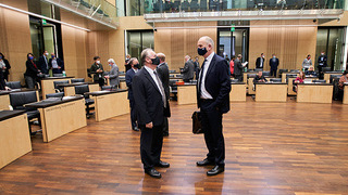 Foto: Reiner Haseloff und Dietmar Woidke im Plenarsaal